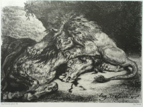 Image of engraving Lion devouring an Arab horse